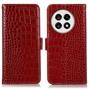 Funda Crocodile con RFID para OnePlus Ace 5/5 Pro/13R - Estilo Cartera - Rojo