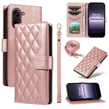 Funda acolchada de lujo para OnePlus Ace 5 Racing/Nord CE5 - Estilo Cartera - Oro rosa