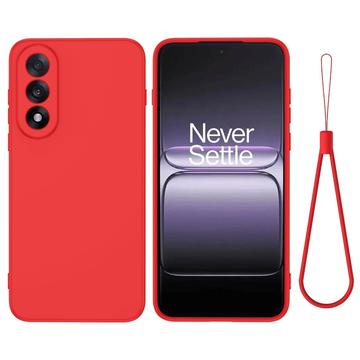 OnePlus Nord 5 Funda de silicona líquida con correa de mano - Rojo
