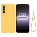OnePlus Nord 5 Funda de silicona líquida con correa de mano - Amarillo