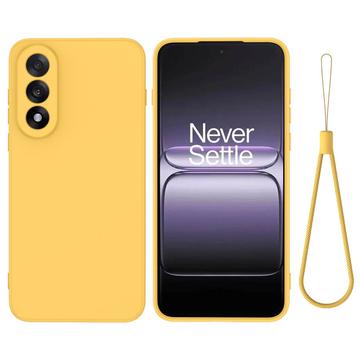 OnePlus Nord 5 Funda de silicona líquida con correa de mano - Amarillo