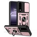 Funda híbrida con anillo giratorio y protector de cámara para OnePlus Nord 5 - Rosa Dorado