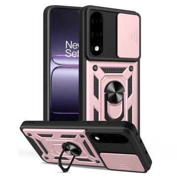 Funda híbrida con anillo giratorio y protector de cámara para OnePlus Nord 5 - Rosa Dorado