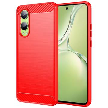 Carcasa de TPU Brushed para OnePlus Nord CE4 Lite/Oppo K12x - Fibra de Carbono - Rojo