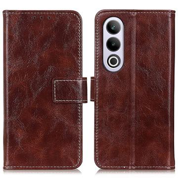 Funda de cartera con cierre magnético para OnePlus Nord CE4/Oppo K12 - Marrón