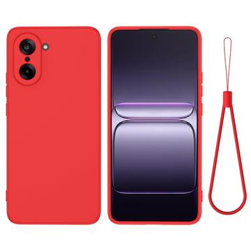 OnePlus Nord CE5 Funda de silicona líquida con correa de mano - Rojo