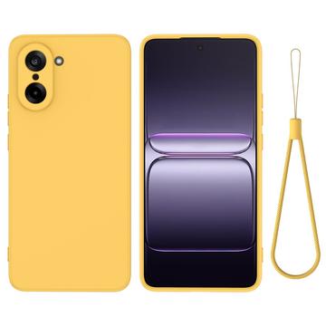OnePlus Nord CE5 Funda de silicona líquida con correa de mano - Amarillo