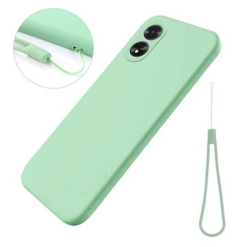 Oppo A18/A38 Funda de silicona líquida con correa de mano - Verde