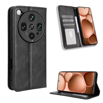 Funda con Cierre Magnético Retro para Oppo Find X8 Ultra - Estilo Cartera - Negro