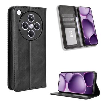 Funda con Cierre Magnético Retro para Oppo Find X8s+ - Estilo Cartera - Negro