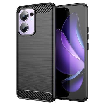Carcasa de TPU Brushed para Oppo Reno13 F - Fibra de Carbono - Negro