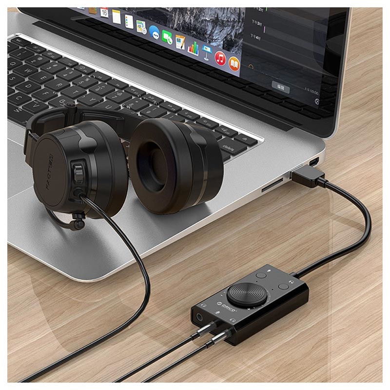 Orico SC2 External USB Sound Card with Volume Control Black