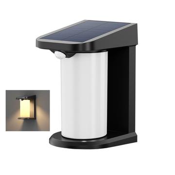 Lámpara LED solar de exterior / Luz de pared con sensor de movimiento PIR YH0619-PIR - Blanco cálido