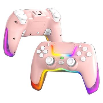 P07 Dazzle Lighting Mando inalámbrico Bluetooth para PS4/Android/iOS/Switch/PC - Rosa