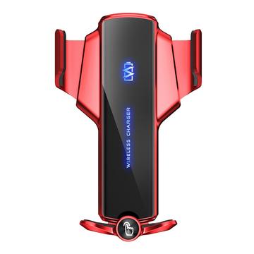 P9 Eléctrico de bloqueo del coche de salida de aire soporte del teléfono 15W cargador inalámbrico soporte universal del teléfono móvil - Rojo