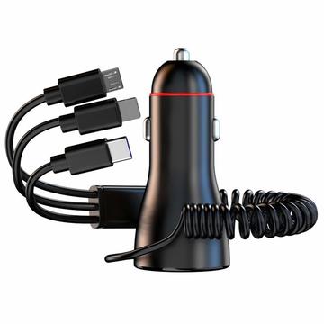 PD Cargador de coche rápido de 30W con cable de carga superrápida de 100W Adaptador de mechero multifunción 230W para cargador de coche