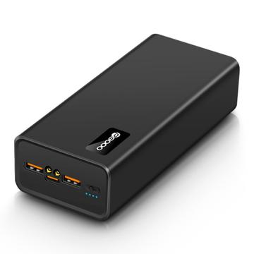 PSOOO M16 65W USB-C/USB-A Power Bank 30000mAh con luces LED - Negro