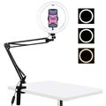 PULUZ 10.2" 26cm Anillo Curvo de Luz + Soporte de Sobremesa USB 3 Modos Regulable Dual Temperatura de Color LED Vlogging Selfie Fotografía Video Luces con abrazadera de teléfono