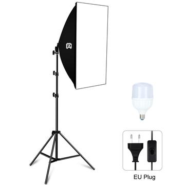 PULUZ Fotografía Iluminación Luz Trípode+50x70cm Foto Estudio Softbox+E27 LED Bombilla - EU Plug