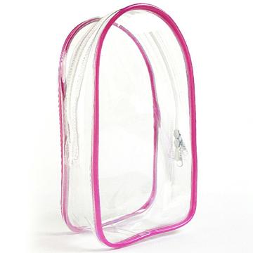 Bolsa de PVC con llavero para peluches y minifiguras Labubu de 17cm - Rosa vivo / Transparente