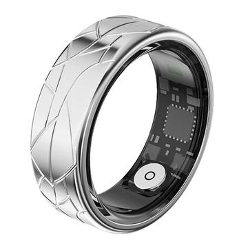 PX02 Crack Design Smart Ring multifunción con control fotográfico - Tamaño: 19.9mm - Plata