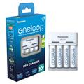 Cargador de pilas USB Panasonic Eneloop BQ-CC61 con 4 pilas AA recargables