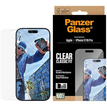 Protector de pantalla de vidrio templado iPhone 17/16 Pro PanzerGlass Classic Fit EasyAligner - 9H