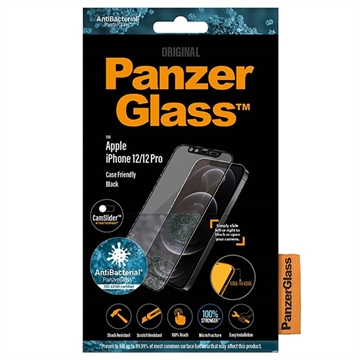 Protector de Pantalla - 9H - PanzerGlass Case Friendly CamSlider para iPhone 12/12 Pro - Borde Negro