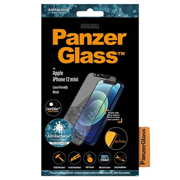 Protector de Pantalla - 9H - PanzerGlass Case Friendly CamSlider para iPhone 12 Mini - Borde Negro