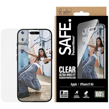 Protector de pantalla de vidrio templado PanzerGlass Safe Ultra-Wide Fit iPhone Air - 9H - Transparente