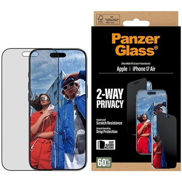 Protector de pantalla Privacidad iPhone Air PanzerGlass Ultra-Wide Fit EasyAligner 2-Way - 9H - Borde negro