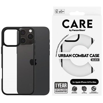 Funda PanzerGlass Care Urban Combat para iPhone 16 Pro Max - Negro / Transparente