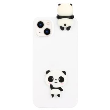 Carcasa de TPU 3D Cartoon para iPhone 14 Plus - Panda Blanco