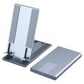 Soporte de teléfono Soporte de escritorio de tableta de aluminio ajustable Accesorios de oficina de base de base de teléfono completamente plegable - Plata