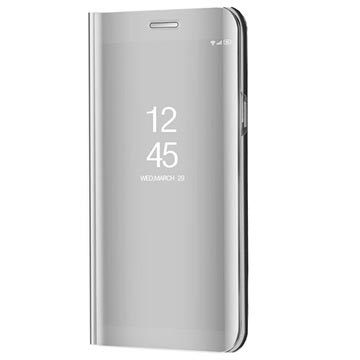 Luxury Mirror View Flip Case para Huawei Mate 10 - Plateado