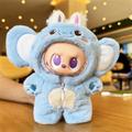 Mono de felpa con capucha de temática animal para muñeca Labubu 17cm - Elefante