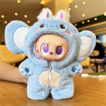 Mono de felpa con capucha de temática animal para muñeca Labubu 17cm - Elefante