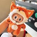 Mono de felpa con capucha de temática animal para muñeca Labubu 17cm - Fox
