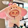 Mono de felpa con capucha de temática animal para muñeca Labubu 17cm - Conejo