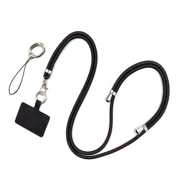 Cordón para teléfono de poliéster ajustable de 5 mm para el cuello Correa para teléfono móvil de Crossbody con parche