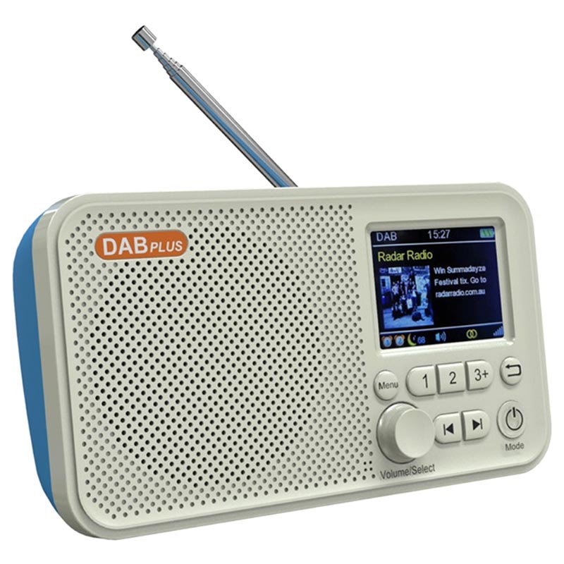 Radio DAB Portátil y Altavoz Bluetooth C10 - Blanco / Azul