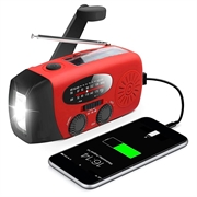 Radio Solar Portátil de Manivela con Linterna LED - Rojo