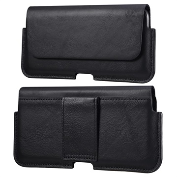 Funda de Cuero Horizontal Universal de Alta Calidad - 6.7"- Negro