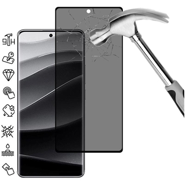 Protector de Pantalla de Cobertura Completa Privacy para Xiaomi Redmi Note 14 Pro+ 5G/13 Pro+ - Borde Negro