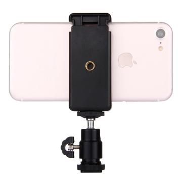 Puluz PU214 Cabeza de trípode con zapata 1/4" y abrazadera para Smartphones - Negro