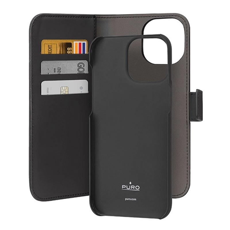 Funda Magnética Estilo Cartera Puro 2-en-1 para iPhone 15 Pro Max - Negro