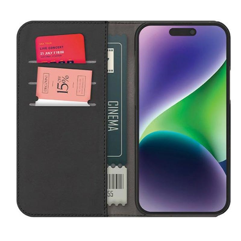 Funda Magnética Estilo Cartera Puro 2-en-1 para iPhone 15 Pro Max - Negro