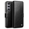 Funda Clásica de Cuero Qialino para Samsung Galaxy Z Fold5 - Estilo Cartera - Negro