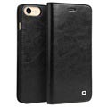 Funda Clásica de Cuero Qialino para iPhone 7 - Estilo Cartera - Negro