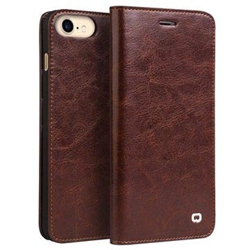 Funda Clásica de Cuero Qialino para iPhone 7 - Estilo Cartera - Marrón